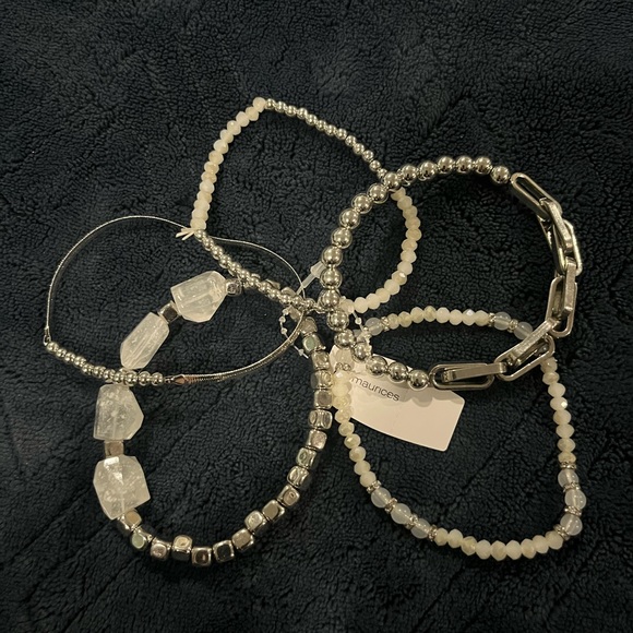 Maurice’s 5 Piece Silver and Stone Beaded Stretch Bracelet - Picture 2 of 2